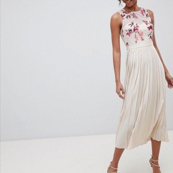 Little Mistress Dresses & Skirts - NWT - Little Mistress - Sleeveless Embroidered Floral Pleated Dress - Size 12